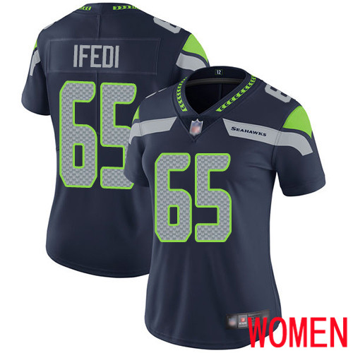 Seattle Seahawks Limited Navy Blue Women Germain Ifedi Home Jersey NFL Football #65 Vapor Untouchable